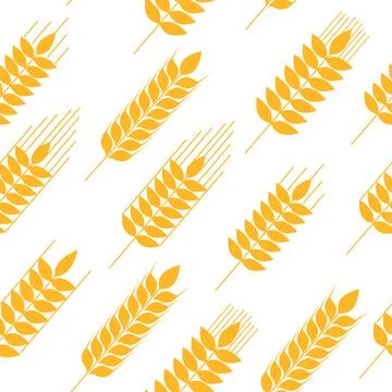 Seamless pattern of golden ripe wheat spikelets. Agricultural symbol, flour Stock Illustration