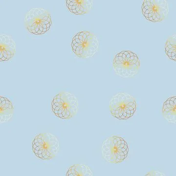 Seamless pattern Golden sacred geometry symbol with intricate flower pattern Stock Illustration