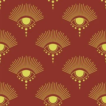 Seamless pattern with golden style all-seeing eye print. Aesthetic esoteric Stock Illustration