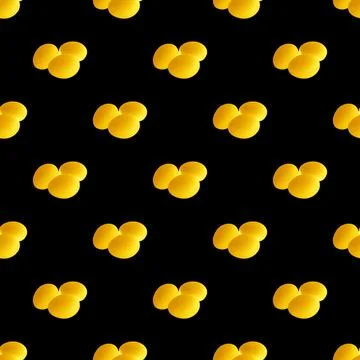 Seamless Pattern of Golden Triple Eggs on Black Background Stockfoto's