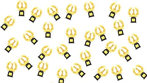 Seamless pattern of golden trophy cups with number one and laurel wreaths o.. Stock Illustration