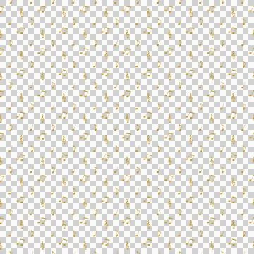 Seamless Pattern of golden yellow musical notes on transparent background Stock Illustration