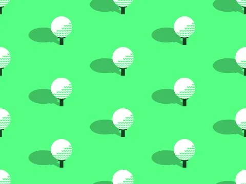Seamless pattern with golf balls on a stand with a shadow on a green backgr.. Illustrazione stock