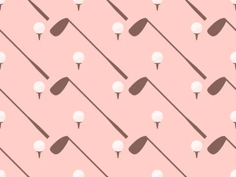 Seamless pattern with golf clubs and balls. Golf putter and a golf ball in .. Stock Illustration