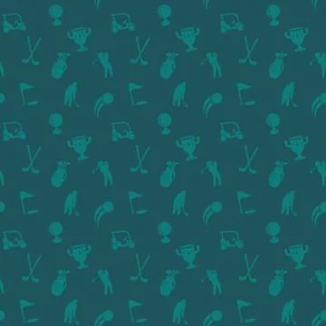 Seamless pattern with golf icons, seamless background for website, golf cart, Illustrazione stock