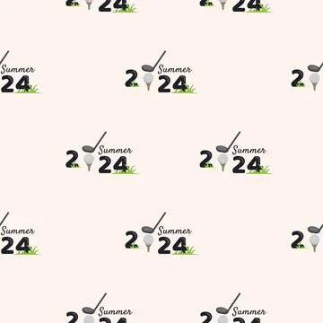 Seamless pattern with golf tools. Summer 2024 Illustrazione stock