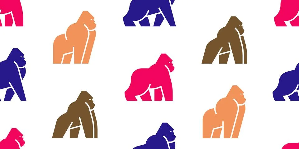 Seamless pattern with Gorillas Stock Illustration