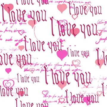 Seamless pattern Gothic Text I love you, hand written words.Sketch, doodle Stock Illustration