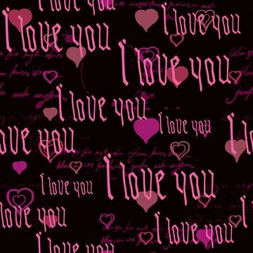 Seamless pattern Gothic Text I love you, hand written words.Sketch, doodle Stock Illustration