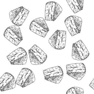 Seamless pattern gouda cheese sketch hand drawn Stock Illustration