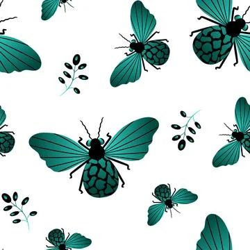 Seamless pattern of gradient and black butterflies. Template for the design o Stock Illustration