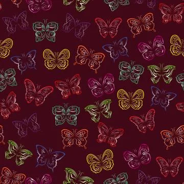 Seamless pattern with gradient butterflies Illustrazione stock