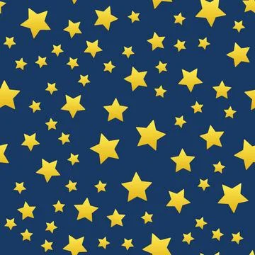 Seamless pattern of gradient yellow stars on a dark background. Space baby .. 스톡 일러스트