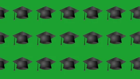 Seamless pattern of graduation caps for academic achievement and commencement Stock Footage 325696144
