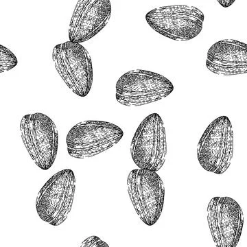 Seamless pattern grain sunflower seed sketch hand drawn Stock Illustration