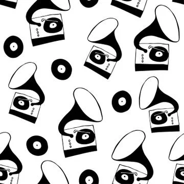 Seamless pattern of gramophones Stock Illustration
