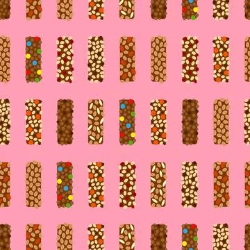 Seamless pattern with granola bars. Stock-Illustration