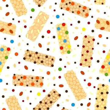 Seamless pattern with granola bars. Illustrazione stock