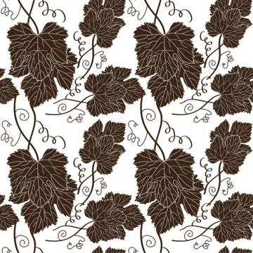 Seamless pattern with grape leaves, for invitations, cards, scrapbooking Illustrazione stock