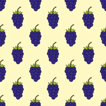 Seamless Pattern with grape.  Vector. Cartoon background for kids Illustrazione stock