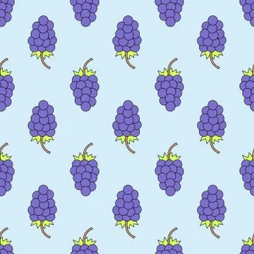 Seamless Pattern with grape.  Vector. Cartoon background for kids Stock Illustration
