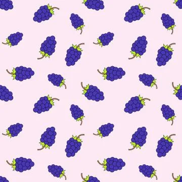 Seamless Pattern with grape.  Vector. Cartoon background for kids Stock Illustration