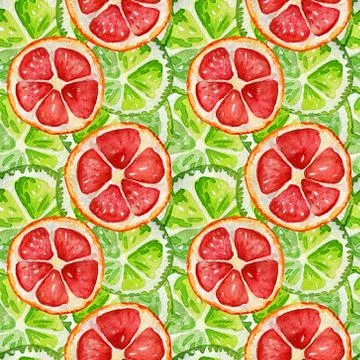Seamless pattern with grapefruit and lime. Stock Illustration