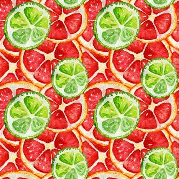Seamless pattern with grapefruit and lime. Stock Illustration