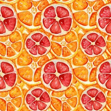 Seamless pattern with grapefruit and orange. Stock Illustration
