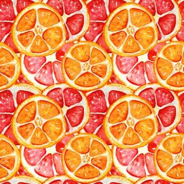 Seamless pattern with grapefruit and orange. Stock Illustration