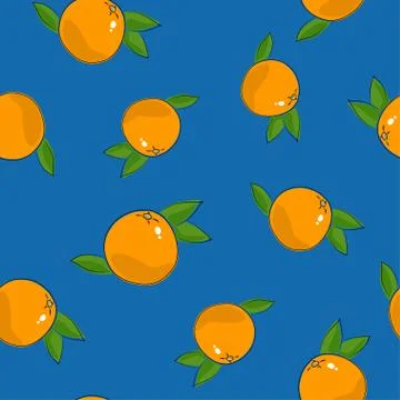 Seamless Pattern , Grapefruit on Blue Background 스톡 일러스트