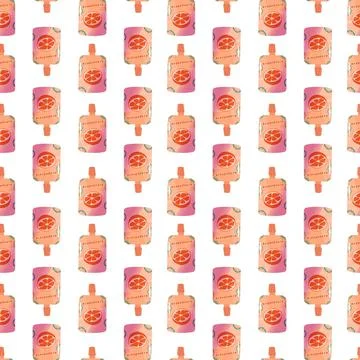 Seamless pattern with grapefruit flavor Cute delicious drink.Japanese Kawaii  스톡 일러스트