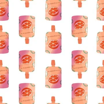 Seamless pattern with grapefruit flavor Cute delicious drink. Stockillustratie