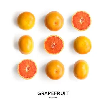 Seamless pattern with grapefruit. Grapefruit on the white background. Stock Photos
