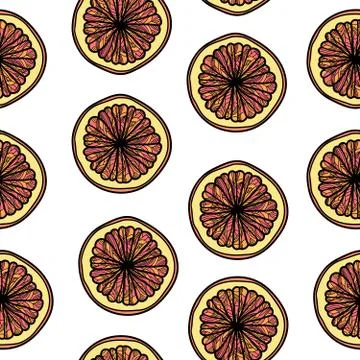 Seamless pattern with grapefruit slices. Stock Illustration