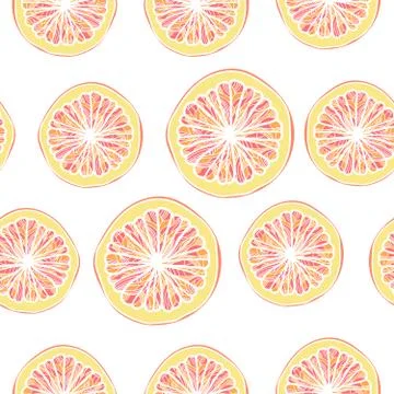 Seamless pattern with grapefruit slices. Stock Illustration