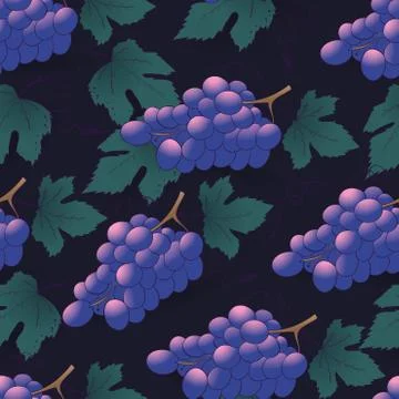 Seamless pattern of grapes on dark blue Illustration