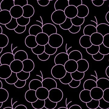 Seamless pattern with grapes in neon effect Illustrazione stock