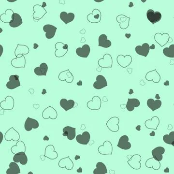 Seamless pattern graphic diagonal black small heart vector on white backgroun Stock Illustration