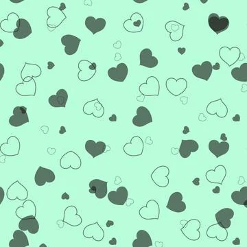Seamless pattern graphic diagonal black small heart vector on white backgroun Illustrazione stock