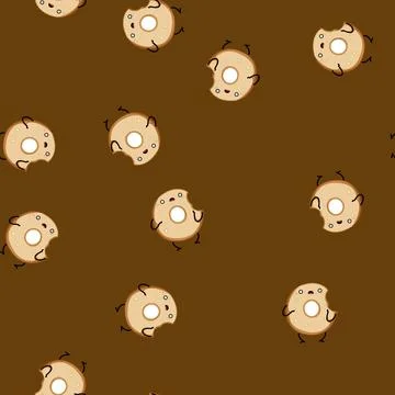 Seamless pattern graphic donut character cartoon vector Stock Illustration