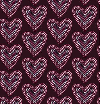Seamless pattern graphic heart in dots Stock Illustration