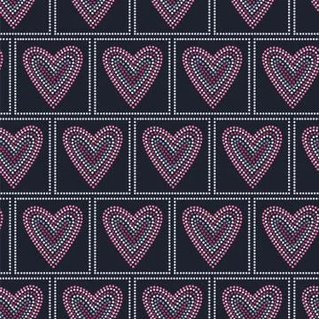 Seamless pattern graphic heart tiles Stock Illustration