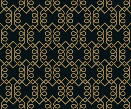 Seamless pattern. Graphic lines ornament. Floral stylish background. Stock Illustration