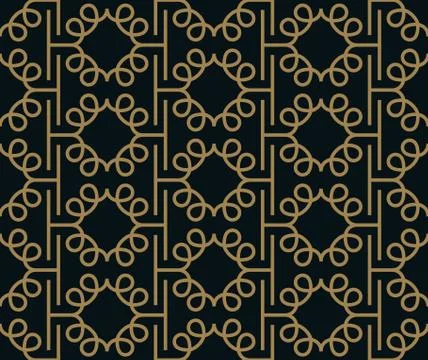 Seamless pattern. Graphic lines ornament. Floral stylish background. Stock Illustration