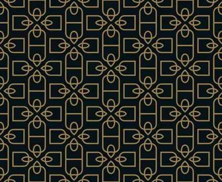 Seamless pattern. Graphic lines ornament. Floral stylish background. Stock Illustration