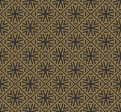 Seamless pattern. Graphic lines ornament. Floral stylish background. Stock Illustration