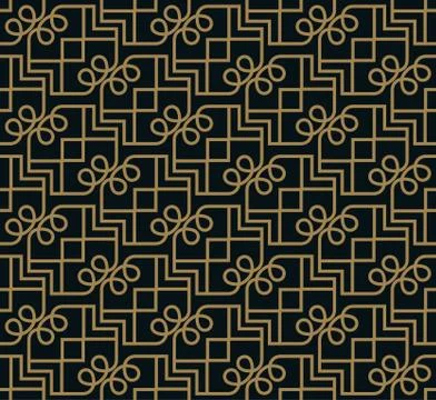 Seamless pattern. Graphic lines ornament. Floral stylish background. Stock Illustration