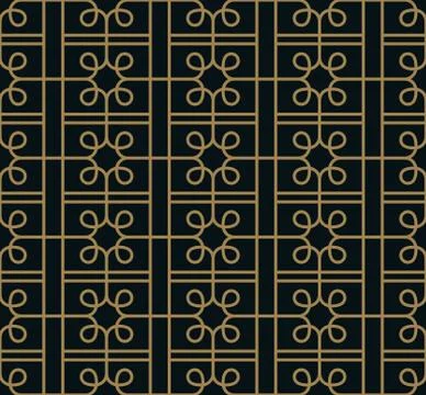 Seamless pattern. Graphic lines ornament. Floral stylish background. Stock Illustration