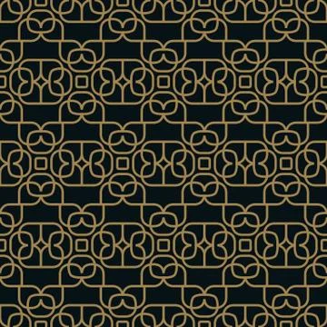 Seamless pattern. Graphic lines ornament. Floral stylish background. Stock Illustration